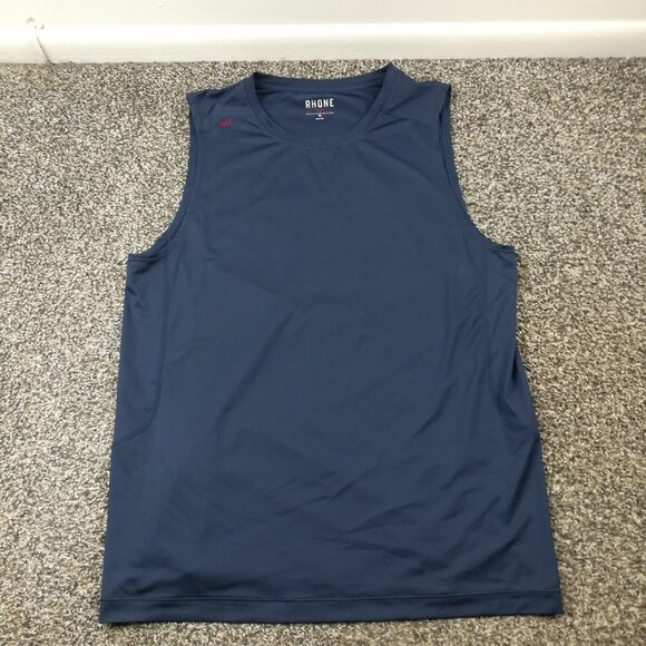 Rhone Shirt Mens Medium Navy Blue Performance Workout Tank Top Running Vented - Picture 1 of 8